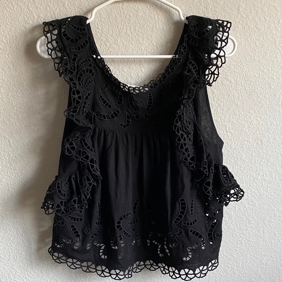 Sea New York Tops - Sea New York Black Eyelet Ruffle Blouse